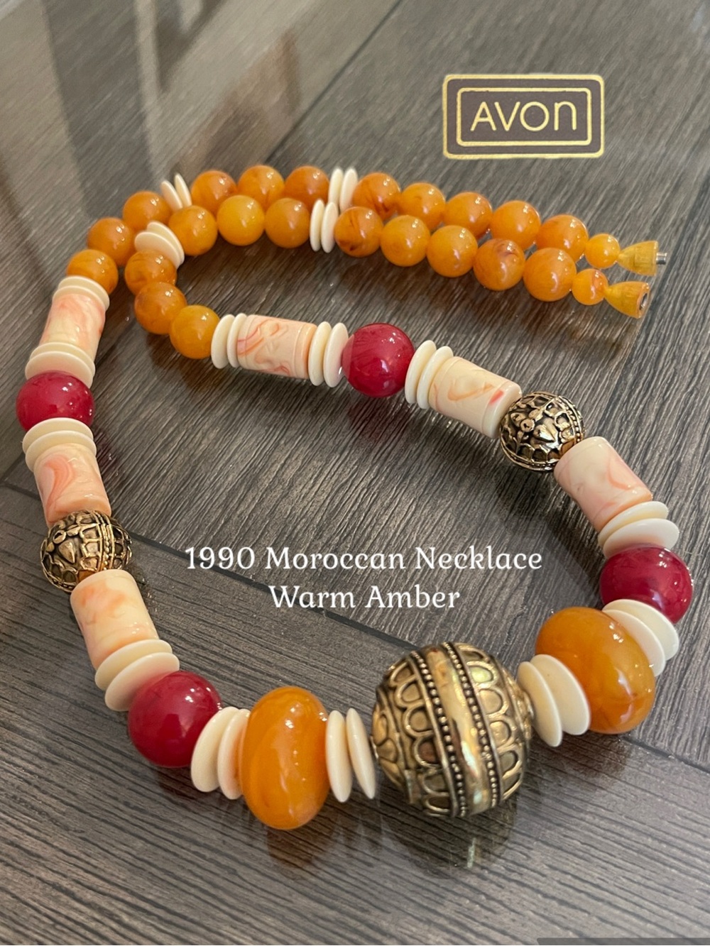 Avon 1990 Moroccan Amber Necklace  Bohemian, Boho-Chic Design